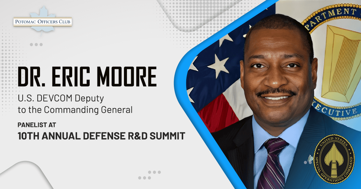 Dr. Eric Moore, U.S. DEVCOM Deputy to the Commanding General, Panelist at the 10th Annual Defense R&D Summit Dr. Eric Moore, U.S. DEVCOM Deputy to the Commanding General, Panelist at the 10th Annual Defense R&D Summit