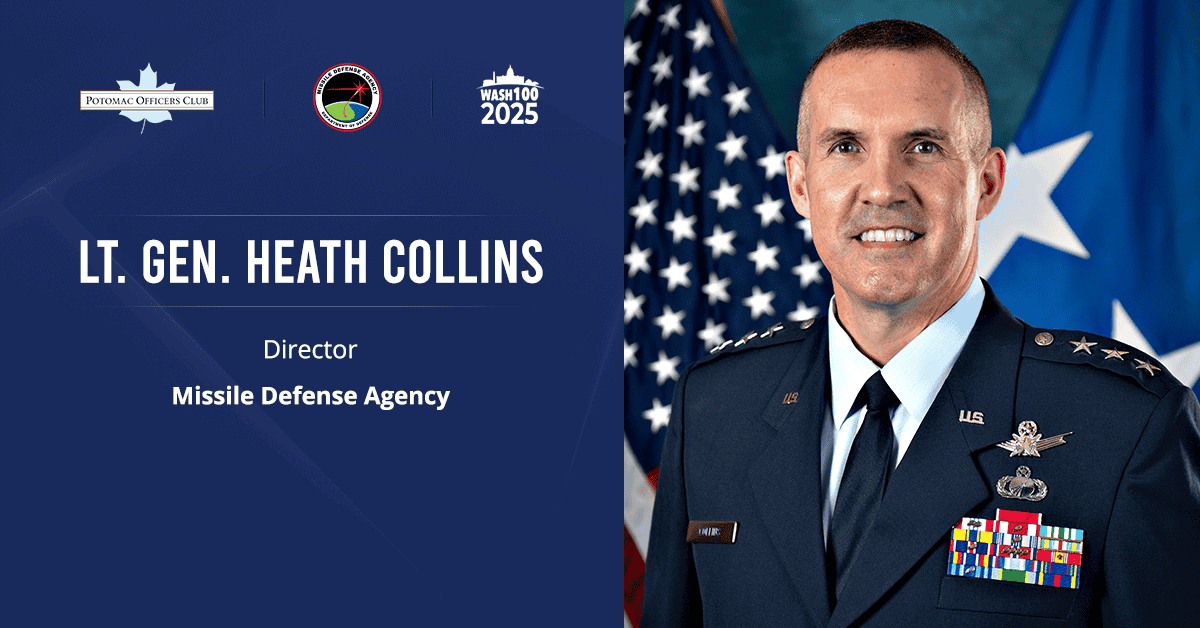 Glide Phase Interceptor: Could a Funding Boost Accelerate Development? A graphic featuring Lt. Gen. Heath Collins. He told a House panel that increased Glide Phase Interceptor funding could accelerate the program's development.