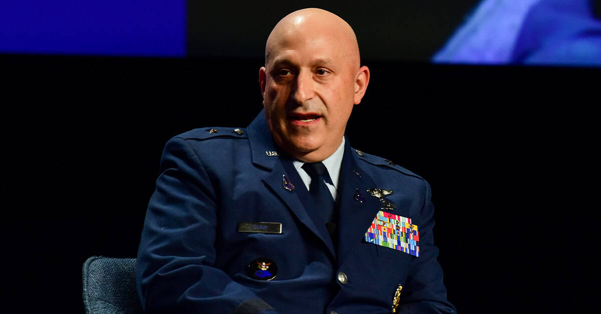 Maj. Gen. Brian Sidari, deputy chief of space operations for intelligence at the Space Force, during the DoDIIS Worldwide Conference 2023. Photo: DVIDS Maj. Gen. Brian Sidari. Sidari will keynote the 2026 Intel Summit
