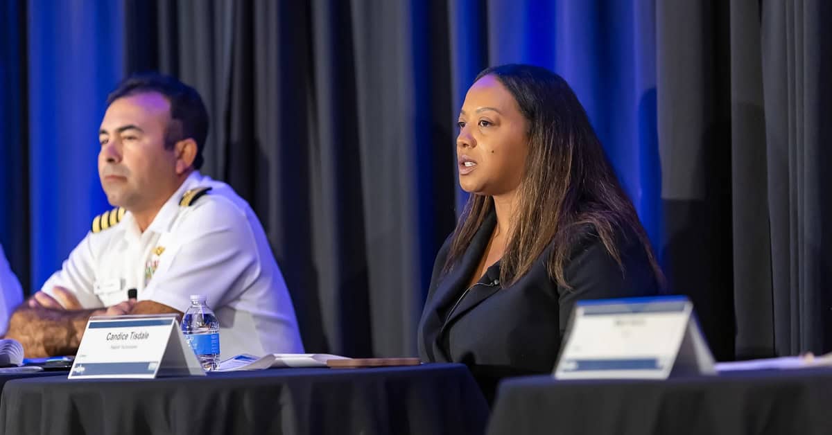Candice Tisdale. The Palantir Technologies exec spoke on a panel about commercial tech and MOCs at the 2026 Navy Summit.