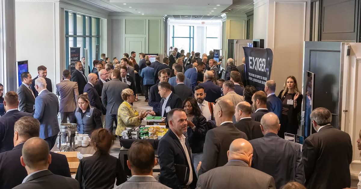 Networking hall at GovCon event. The networking was fast and furious at the 2026 Navy Summit.