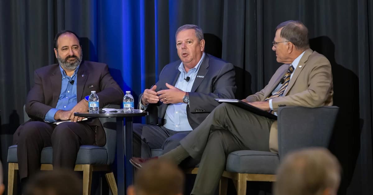 Chris Fraser, Van Gurley and Anthony Lengerich. The GovCon industry leaders spoke on the unmanned systems lunch panel at the 2026 Navy Summit.