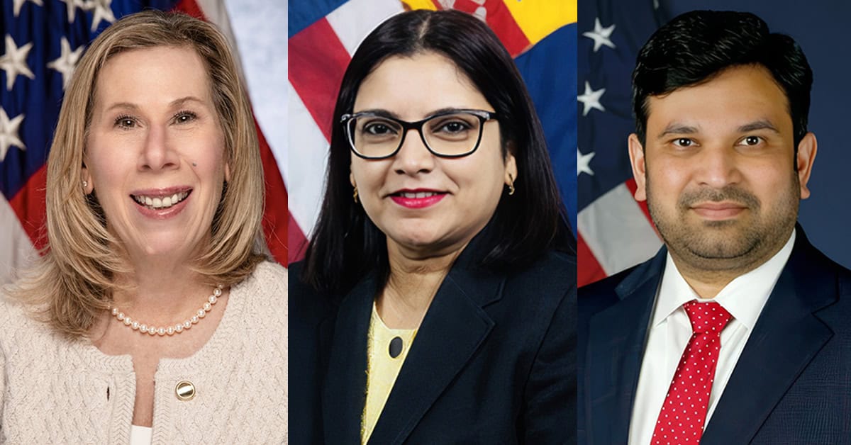 zimmer-kuppa-pidugu-cio-doe-dol-dot-2026-fedciv-summit Dawn Zimmer, Mangala Kuppa, Pavan Pidugu. The DOE CIO, DOL CIO and former DOT CDIO, respectively, will keynote the 2026 FedCiv Summit.